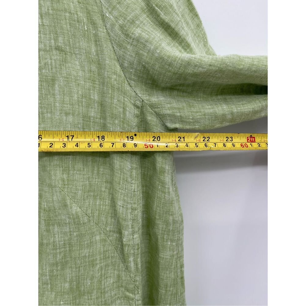 Lafayette 148 Linen Tunic Top Shirt Button Down Women 6 Green Collar Oversized - Picture 8 of 12